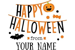 Personalized Halloween Stickers : Pumpkin, Bat and Ghost Designed Candy Treat Bag Labels