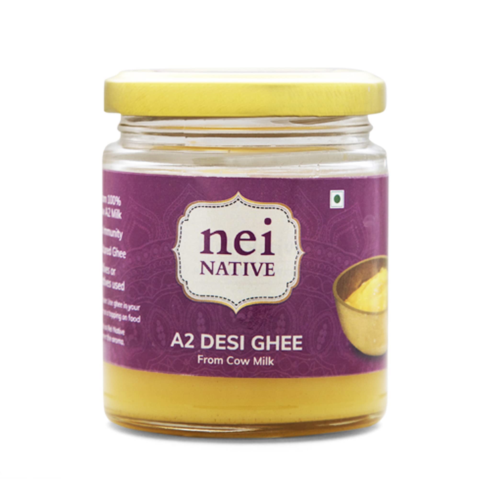 NeiNative Desi Ghee - A2 Desi Cow Ghee - Pure & Authentic - 100ml Artisanal & Home Made Desi Cultured Ghee - A2 Beta Casein Protein Rich