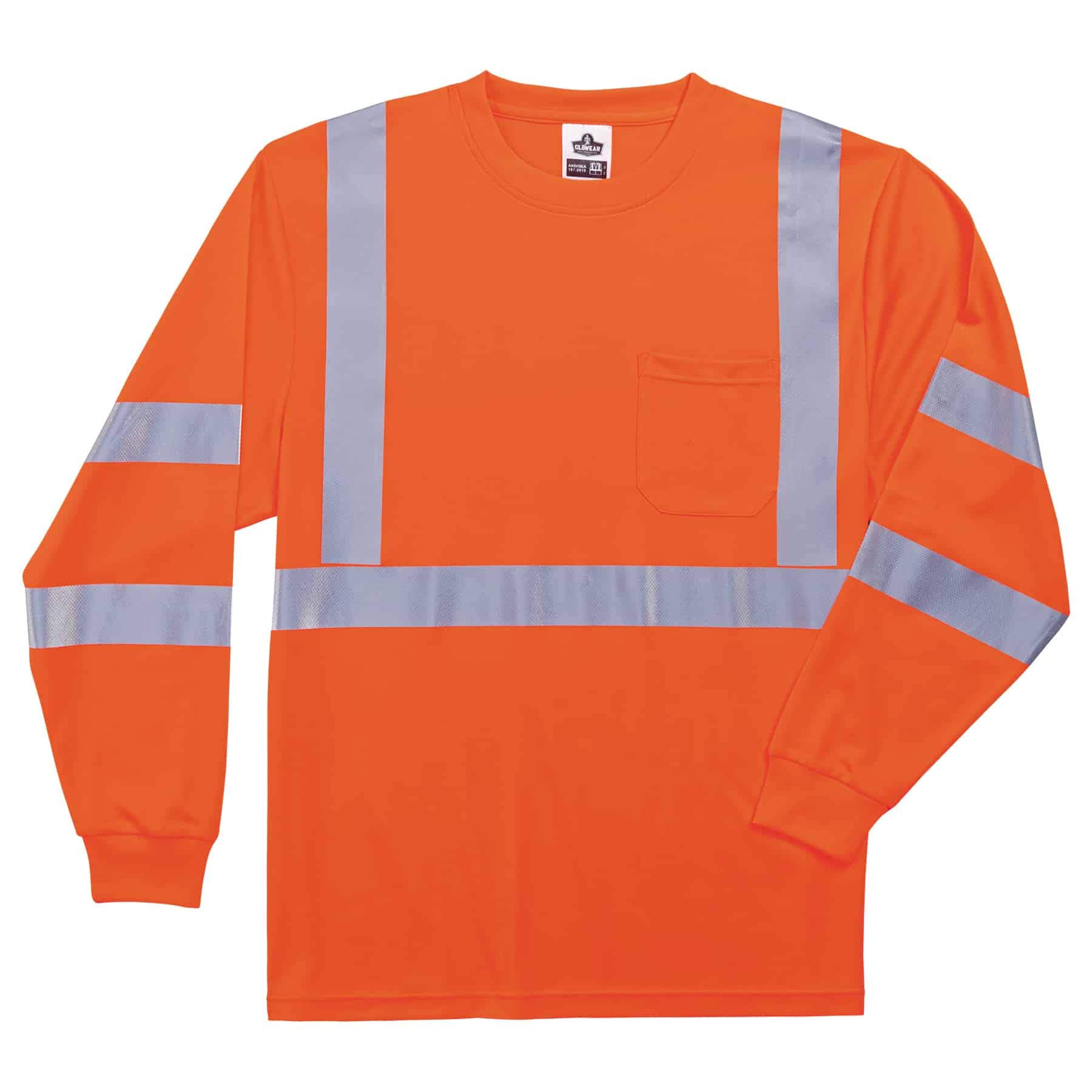 Ergodyne GloWear 8391 ANSI High Visibility Orange Reflective Long Sleeve Safety Shirt, 5XL