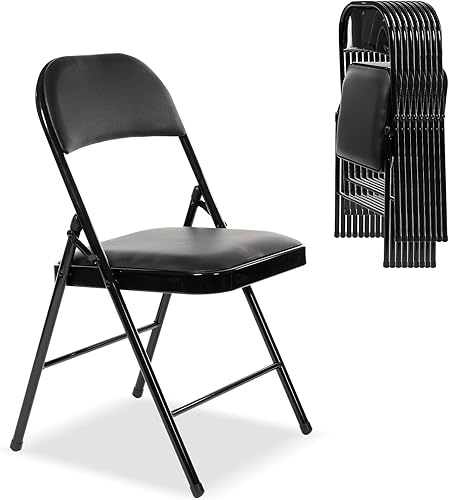 Paquete de 10 sillas plegables con asientos acolchados, silla plegable acolchada con marco de acero para eventos, oficina en casa, silla plegable de