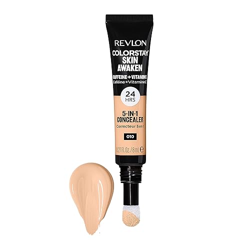 Revlon ColorStay Skin Awaken Corrector 5 en 1, ligero, cremoso maquillaje facial duradero con cafeína y vitamina C, para imperfecciones, ojeras y