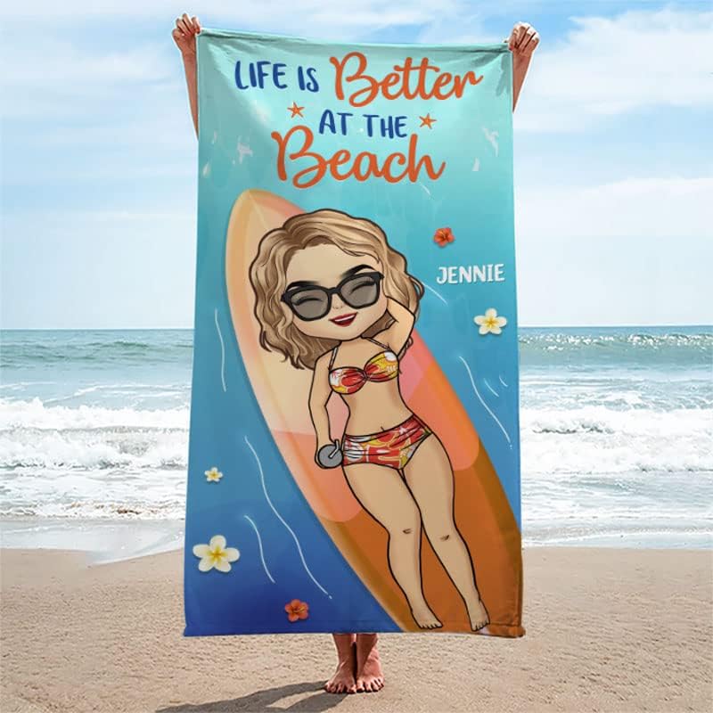 Miniatura 6 de Pawfect House Toallas de playa personalizadas para adultos, toallas de playa personalizadas con nombres, accesorios de playa, esenciales de