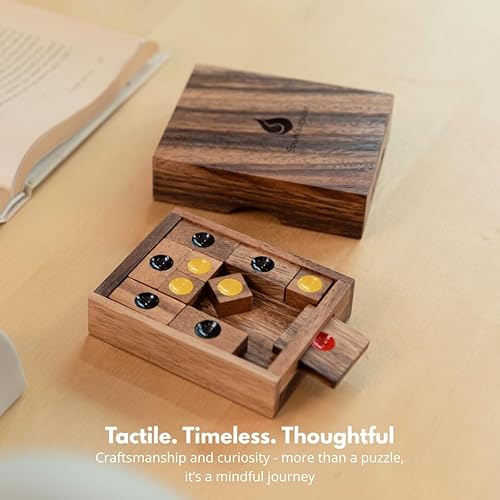 Miniatura 6 de Setting Sun: rompecabezas de bloques deslizantes STEM, también conocido como Huarong Dao o Klotski de SiamMandalay con caja de regalo SM (en la