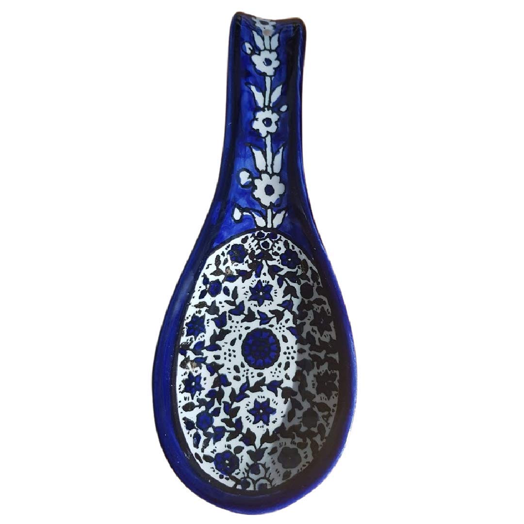 Mother's Gift Bluenoemi Armenian Ceramics Rest Spoon Blue Flowers Gift. Judaica gifts for the home. Blue ceramic.