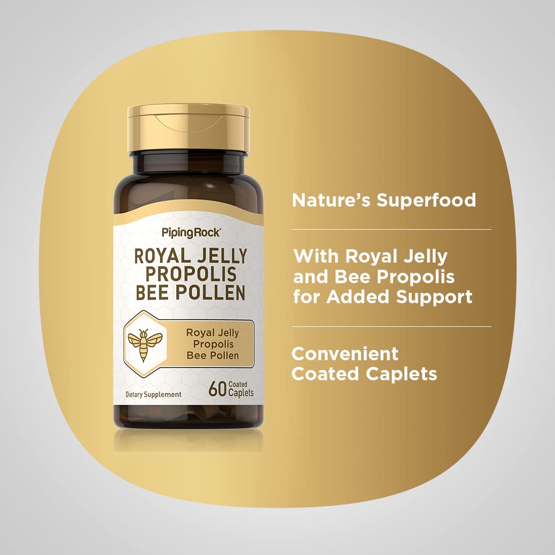Piping Rock Royal Jelly Propolis Bee Pollen | 60 Caplets — Amazon image 4