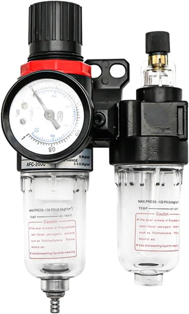 AFC2000 AFR2000 + AL2000 G1/4 air compressor oil and water separator air filter is used to reduce the pressure valve regulator (Color : PC 6mm Fitting)