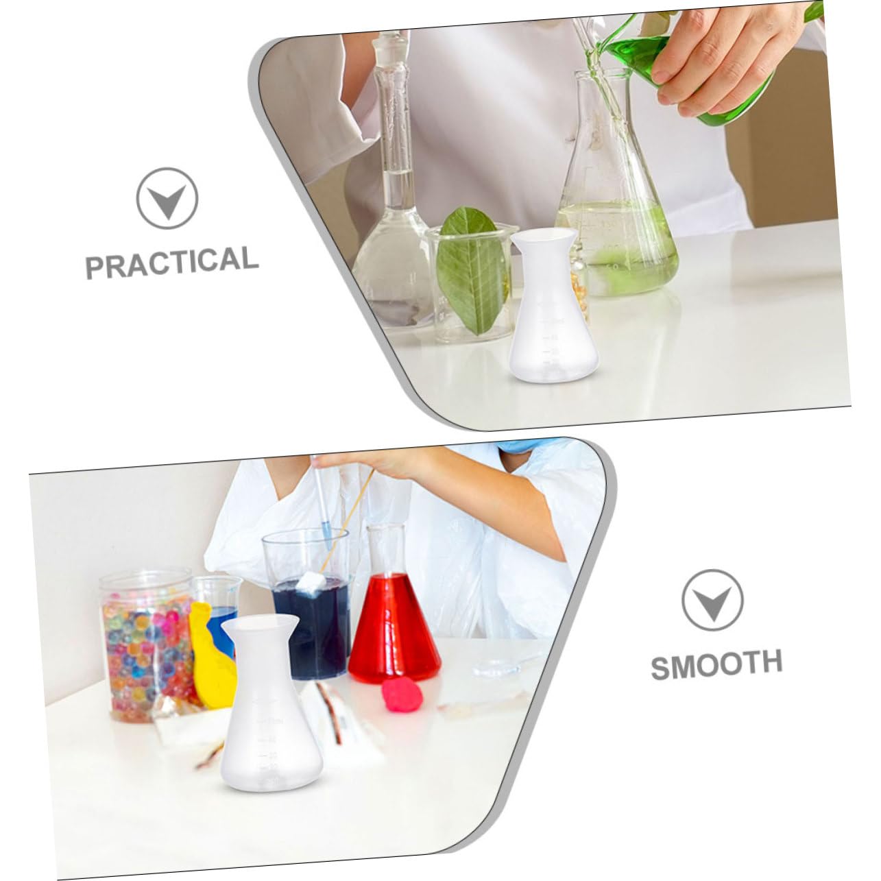 iplusmile 40 Stk Laborkolben chemische Flasche chemischer Erlenmeyerkolben Wissenschaftsflasche Chemie Kolben plastikflasche kunststoffflasche Versuchskolben Kunststoff-Erlenmeyerkolben pp
