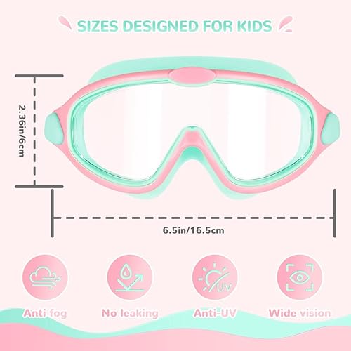 Miniatura 2 de Supertrip Gafas de natación para niños, paquete de 2 gafas de natación con protección UV antivaho para niños de 6 a 14 años