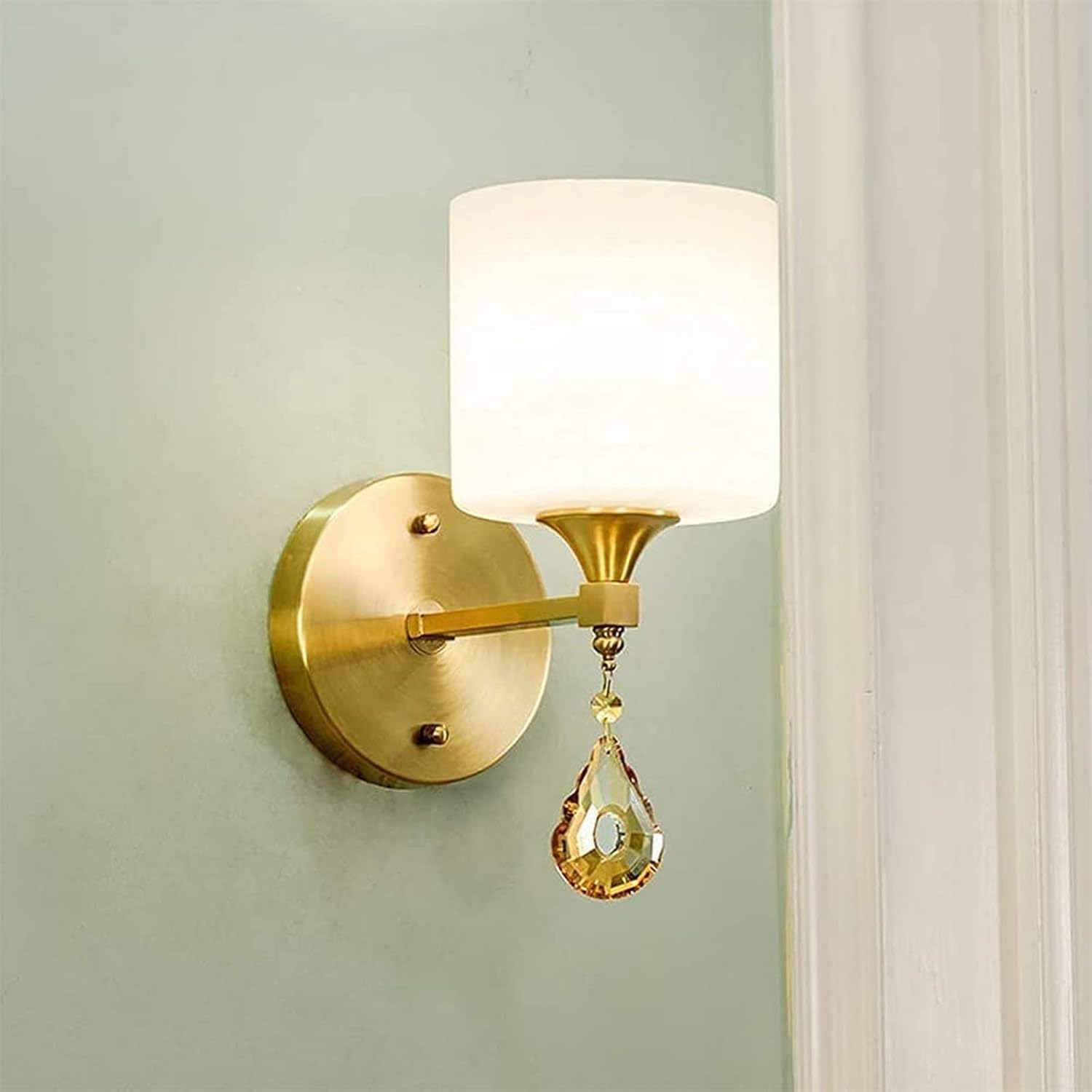 JKJZSALJ Wall Light Brass Wall Lamp Modern Copper Crystal Wall Lights, Bedroom Consider Decoration Chandelier E14,Lighting Wall Sconce