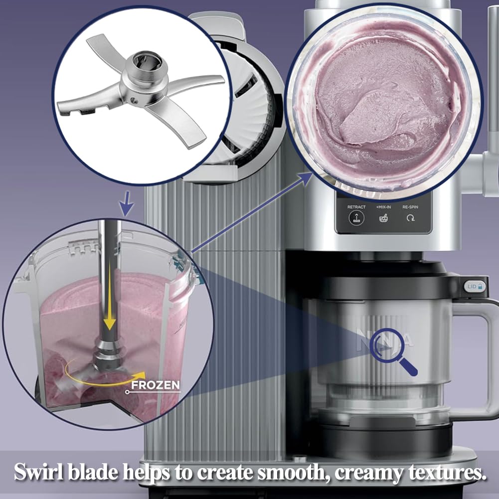 Lame de Rechange Compatible avec Ninja Swirl by CREAMi Sorbetière et machine à glaces, Lame Pale Pièce de rechange pour Ninja Creamy Ice Cream Maker NC701EU NC701 NC700 Accessoire