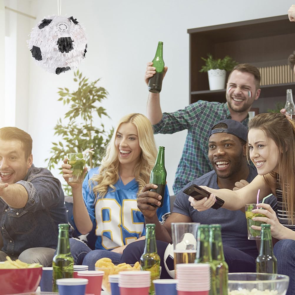 2pcs Soccer Ball Pinata with Stick, Football Birthday Party Supplies, Sports Birthday Decorations for Party Fun