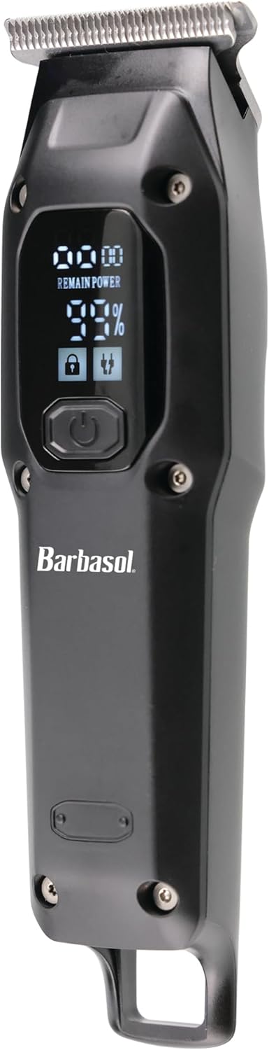 Barbasol T-Blade Trimmer, Rechargeable Hair and Beard Trimmer for Men, Dual Speed Hair Trimmer with 6 Clipper Guide Combs, LED Display, Clipper Oil, Brush, & Travel Bag