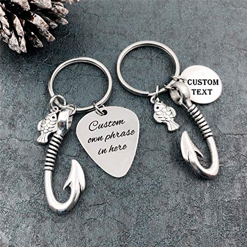 Kooer Fishing Lure Hook Key Chain Personalized Fishhook Keyring Fishman for Men Father Dad Husband2