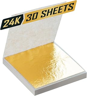 24K Gold Leaf - Sheet Size 1.5" - Genuine Paper Foil Sheets for Art & Craft, Gilding - Health Spa Facial Beauty Routine - Holiday Decoration
