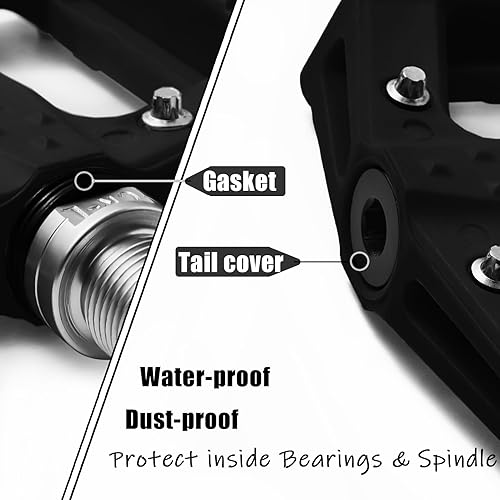 Miniatura 5 de BOWOD Pedales de bicicleta de montaña para adultos, pedales ligeros MTB planos con plataforma grande, pedales de bicicleta sin clip con 20 pines