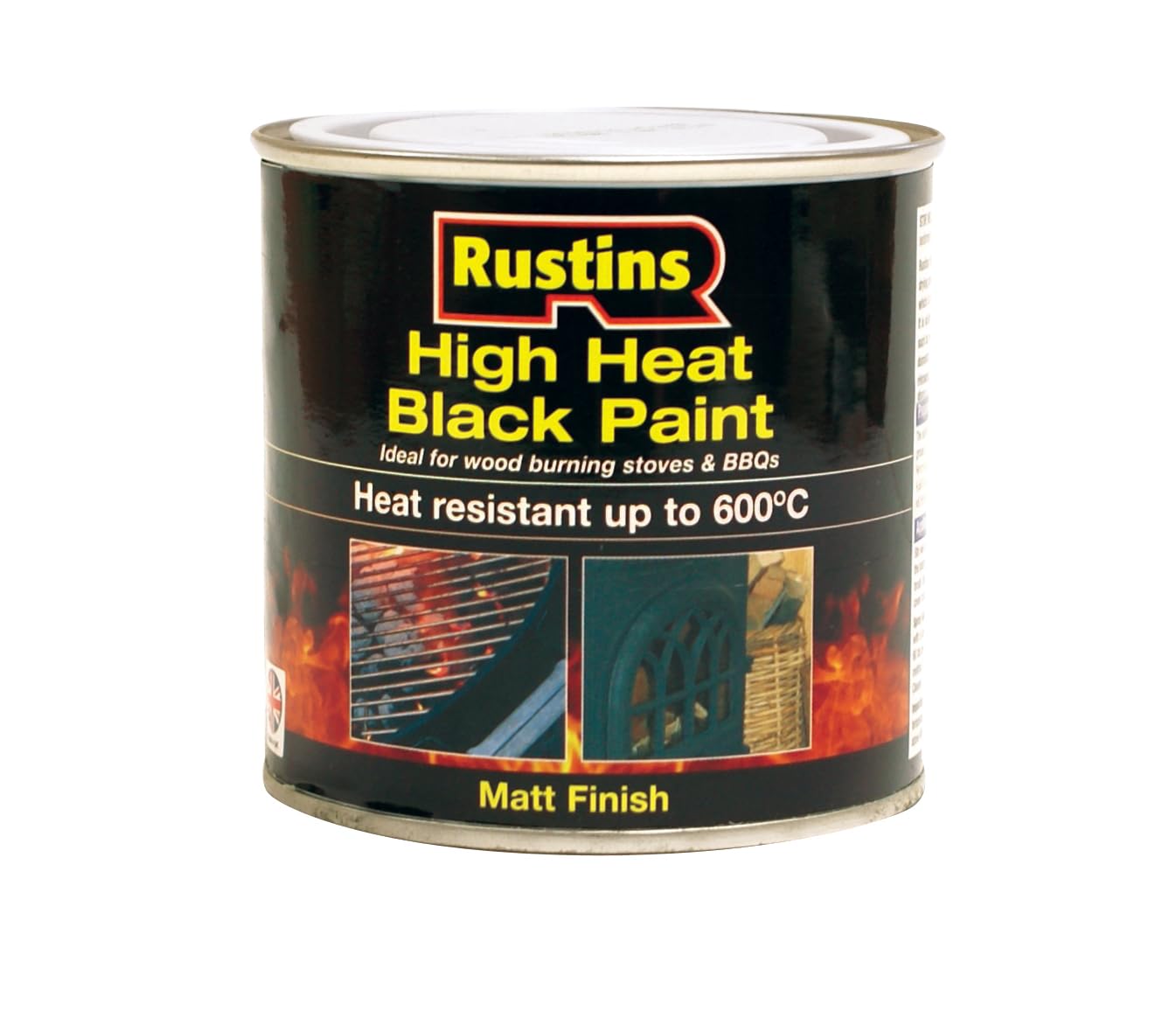 Rustins HRBL250 High Heat Paint 600°C Black 250ml