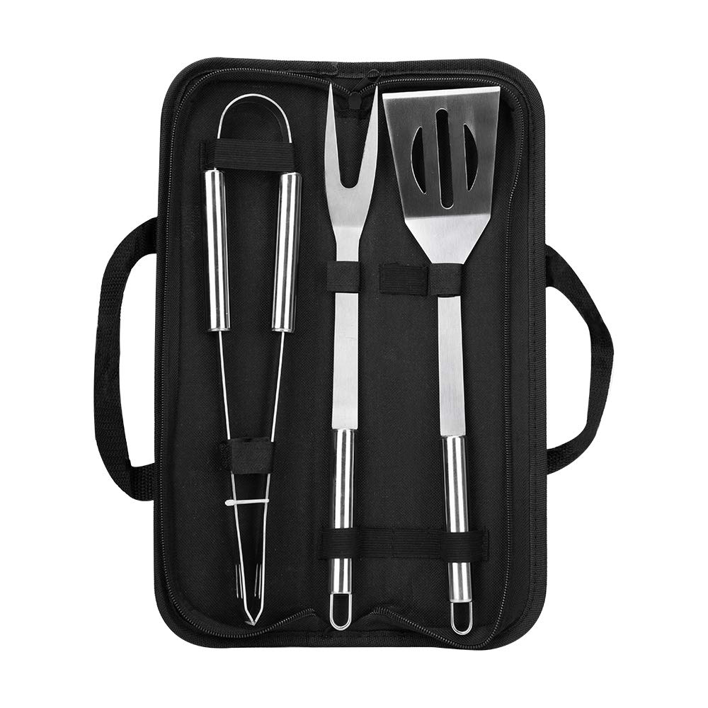 Piduules 3Pcs Basic BBQ Grill Accessories Set, Multifunctional Stainless Steel Barbecue Tools Set in Case for Outdoor Picnic, Camping, Smoking, Grilling