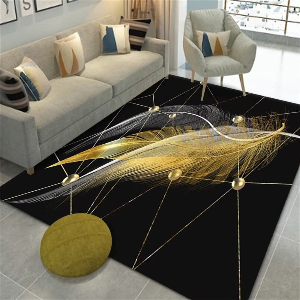 Tapis de balcon haut de gamme jaune plume 60x90cm décoration salon moderne