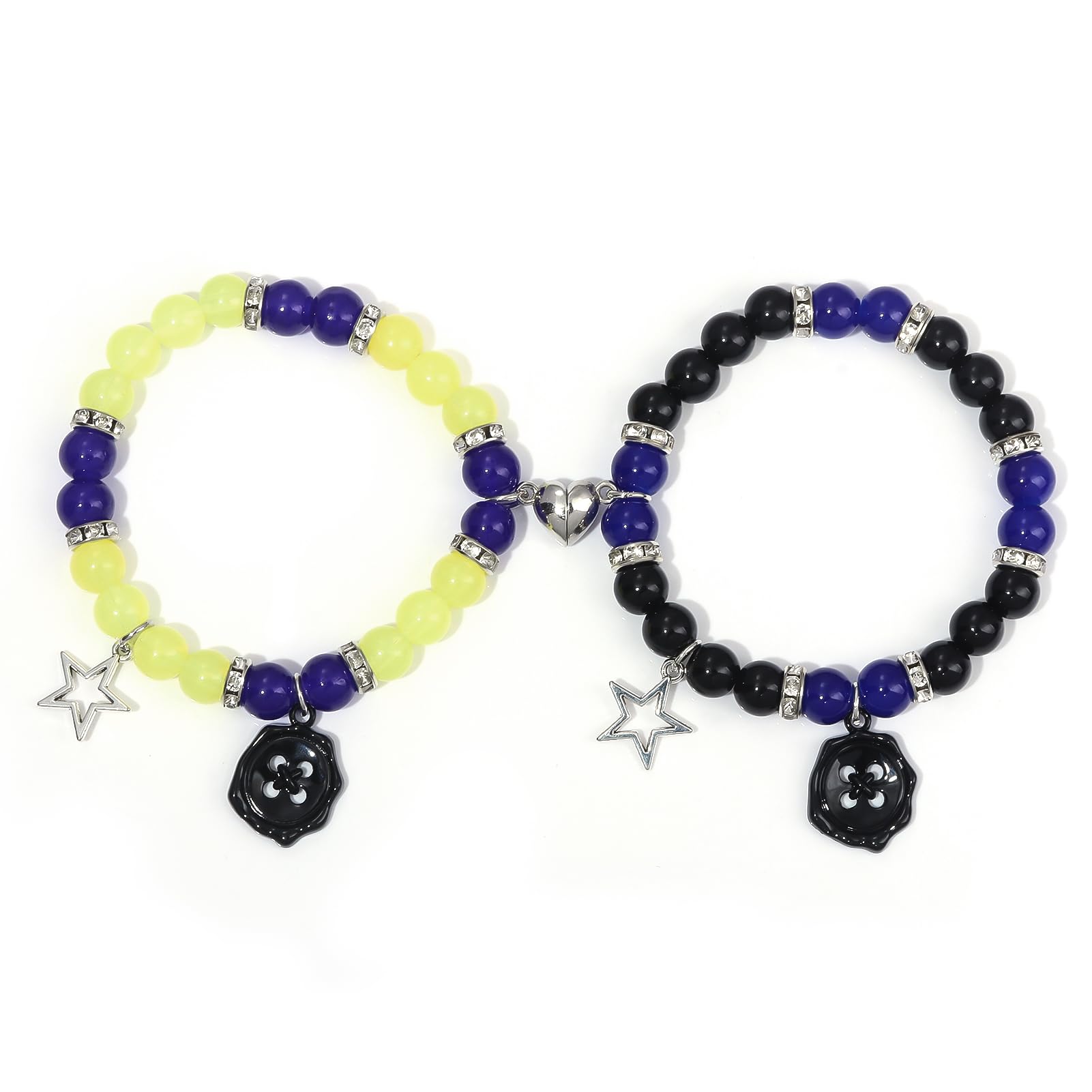 SONGCHANGJEWELRYWybie with Matching Bracelets for Couple Best Friend - Buttons Charms, Horror Movie Cosplay Costume Accessories - Birthday Memorial Day Gifts for Women Men Fans