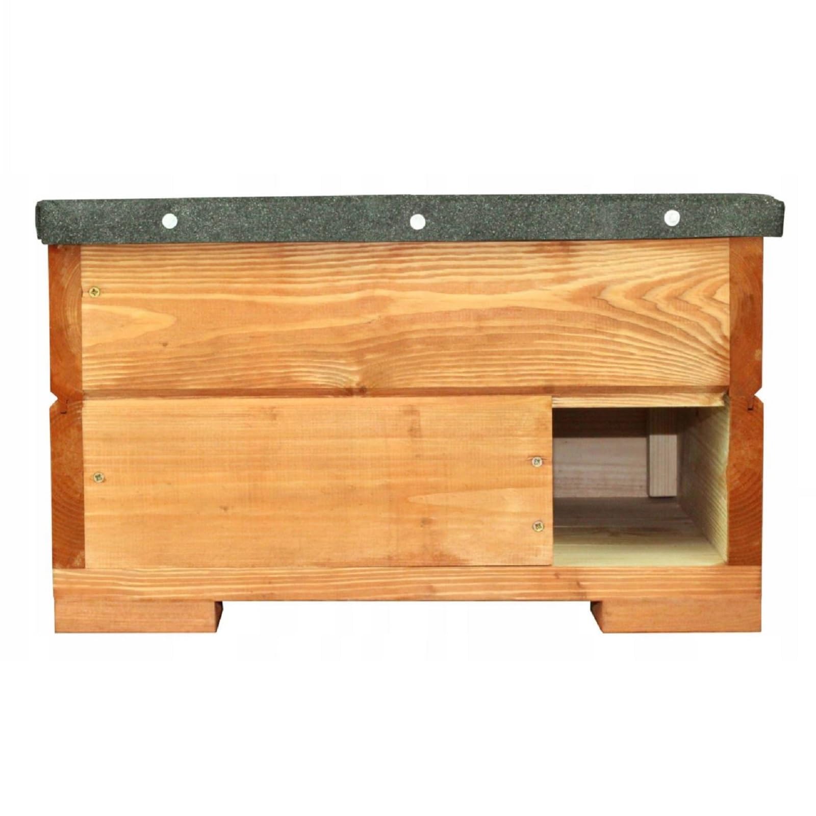 QLS Igelhaus aus Holz mit abnehmbarem Dach 45 x 45 cm Natur | Imprägnierte Konstruktion mit 2 cm starken Brettern. Höhe 27 cm, Eingangsöffnung 11 x 11 cm für geschützte Rückzugsplätze