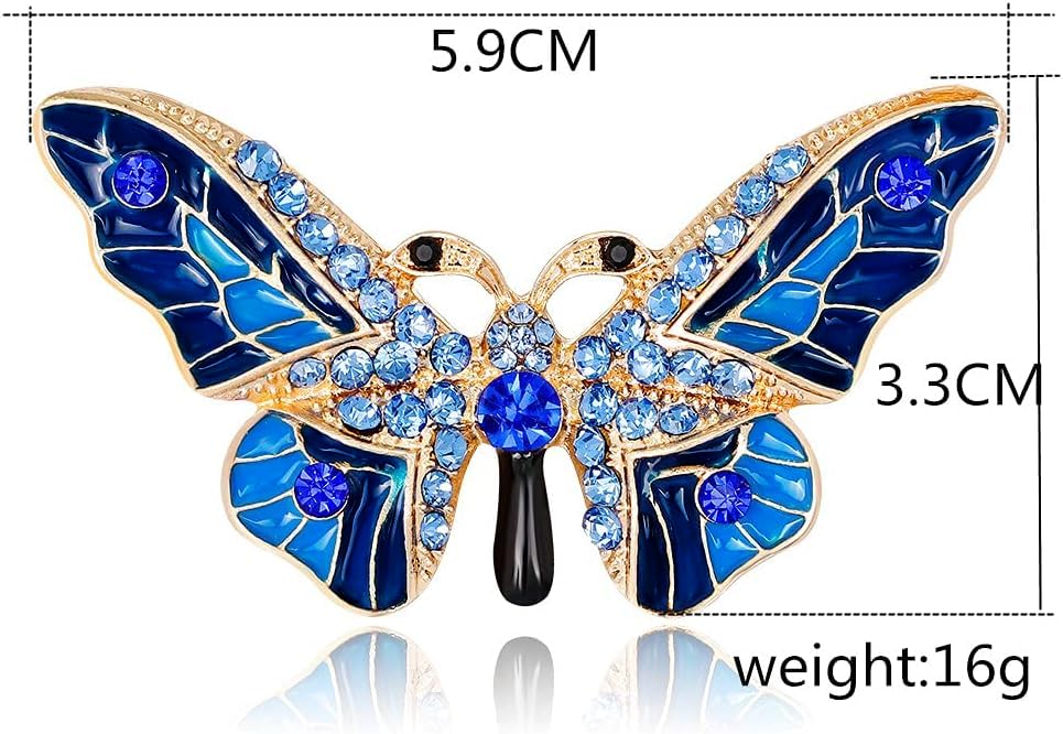 Image of butterfly brooch pins for women fashion Woman's enamel crystal rhinestone butterfly brooches pin set for Clothes Dresses