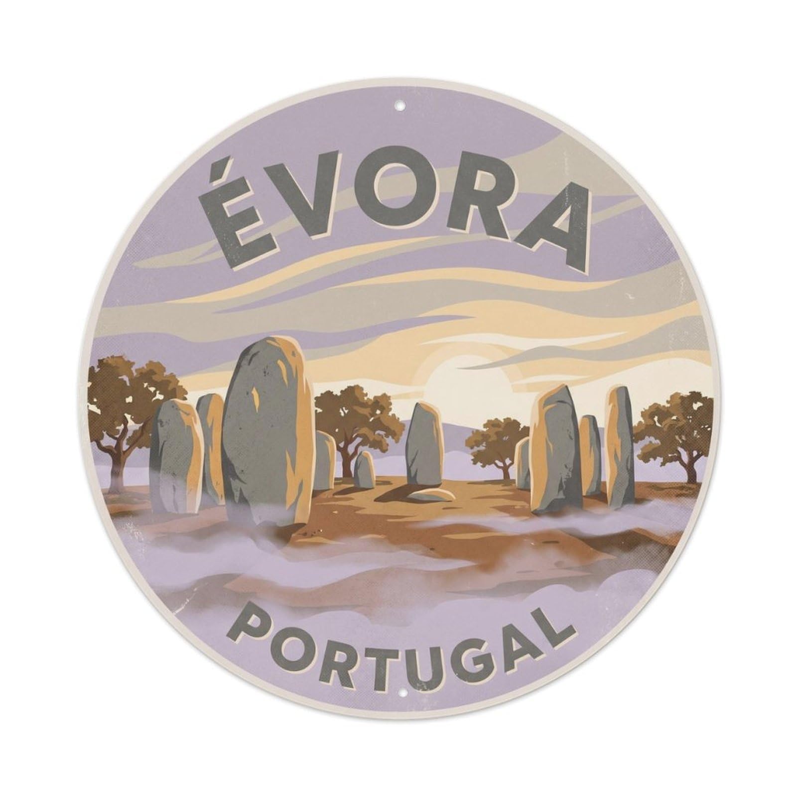 Olhnbad Style Portugal Evora Megalith Landmark Travel Heritage Metal Tin Sign
