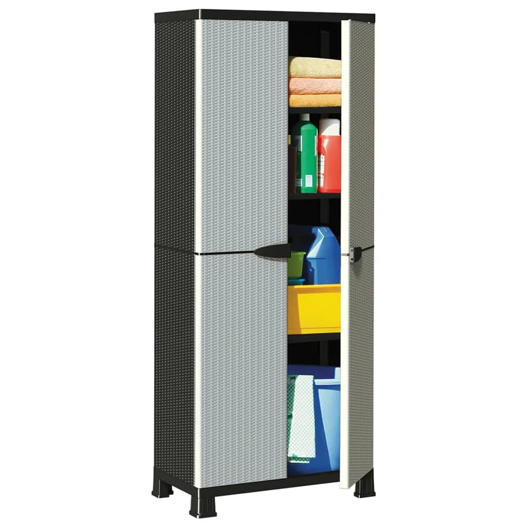vidaXL Armario Estante Almacenaje Bastidor Servicio Herramienta Organizador Hogar Jardín Patio Oficina Garaje Plástico Diseño de Ratán 68x39x171,5 cm