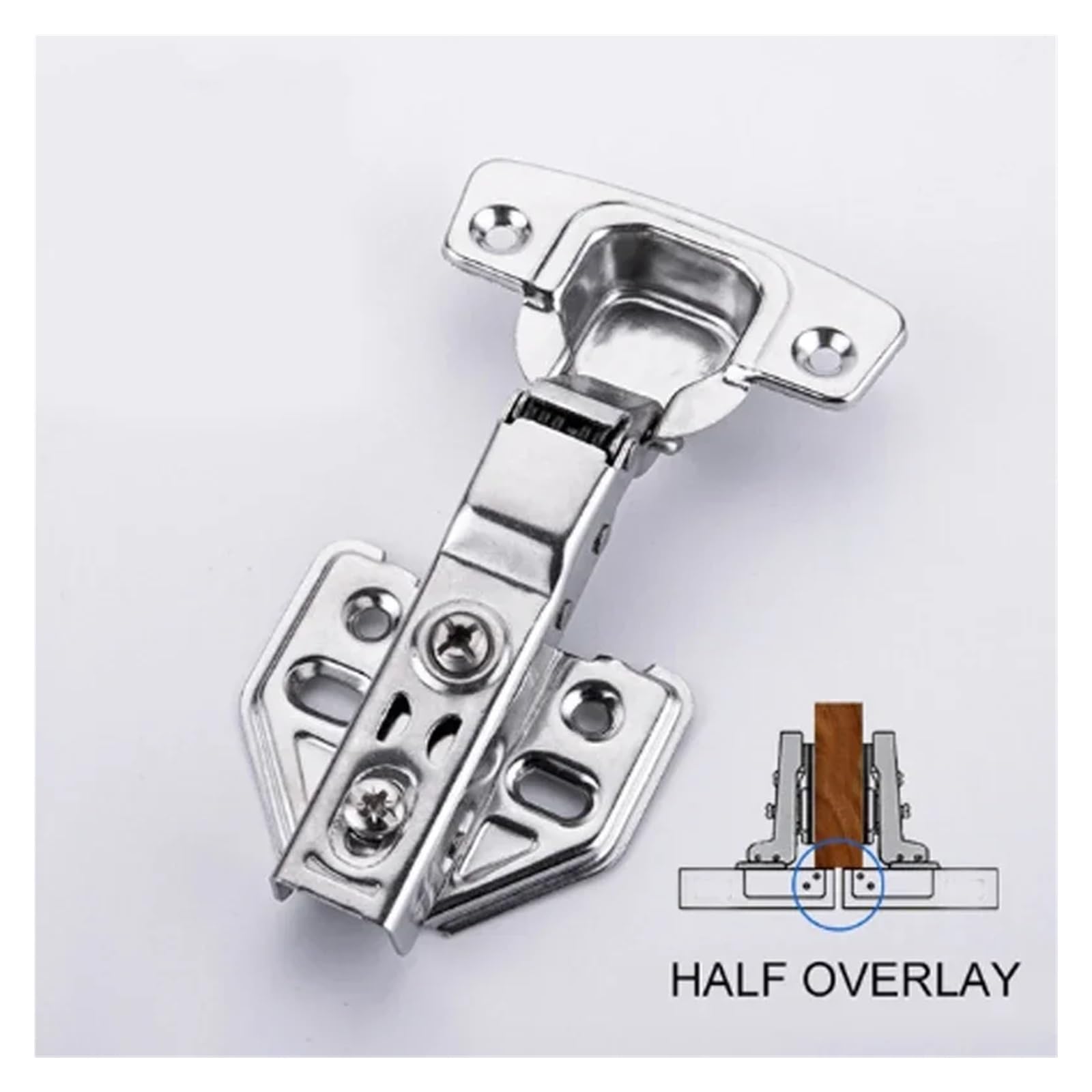 Zawiasy do szafek kuchennych, Hydrauliczne zawiasy szafek ze stali nierdzewnej z mechanizmem miękkiego domykania 1/10 szt(Half Overlay,10 Pcs)