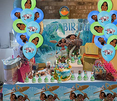 Moana Party Supplies, Hawaii Moana Birthday Party Supplies Featuring Moana And Maui,With Backdrop,Balloons,Tablecloth, Cupcake Toppers And Cake Topper #TOP2