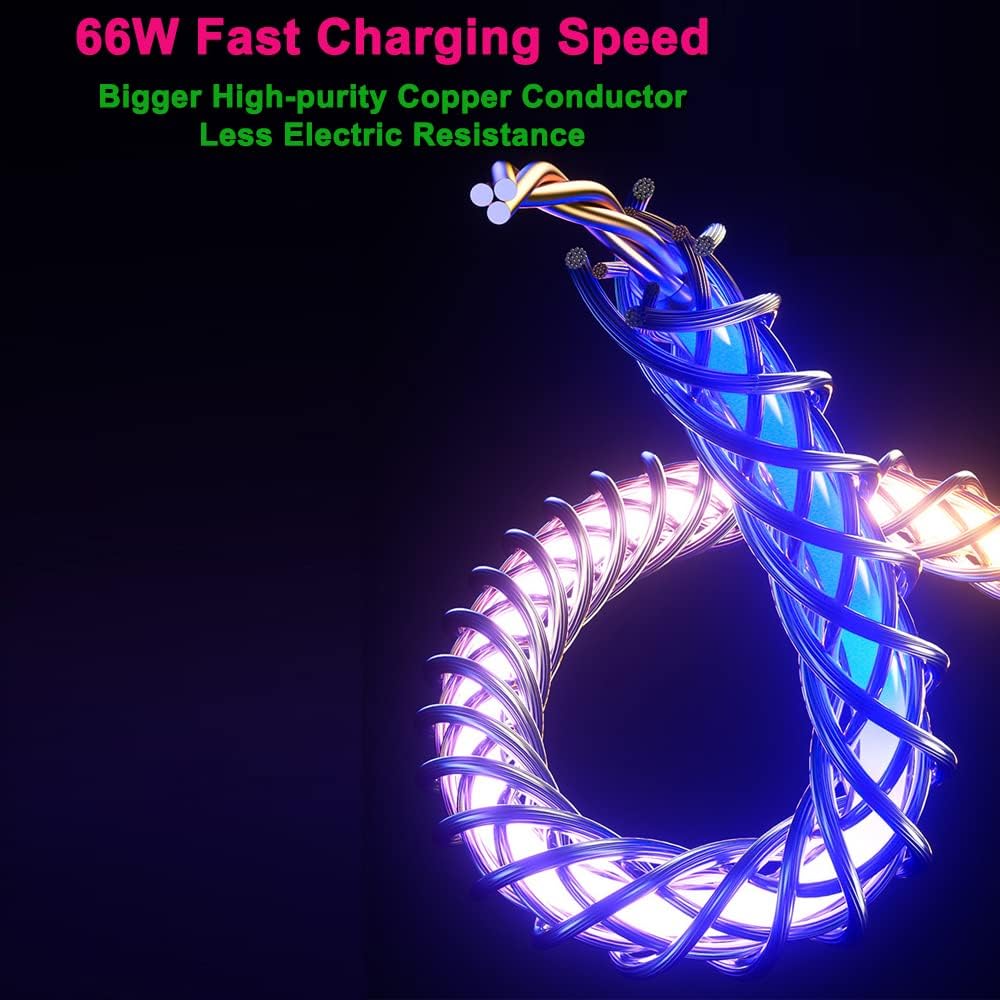IHAO USB Type C to Type C PD 66W Fast Charging Cable - 39 Inches, High Data Speed, Visible RGB Current Flowing for All USB C Devices - Image 5
