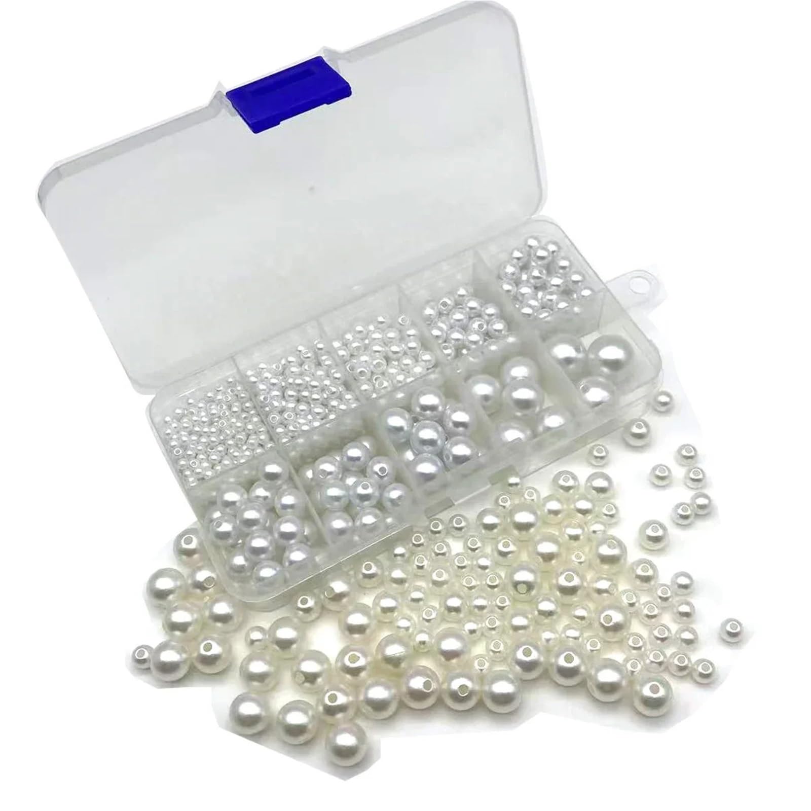 10 cajas de perlas de imitación de ABS de 3 a 14 mm para hacer joyas hechas a mano, materiales adecuados para collares, pulseras | Cuentas de perlas versátiles para collares, pulseras y proyectos de manualidades. (Blanco)