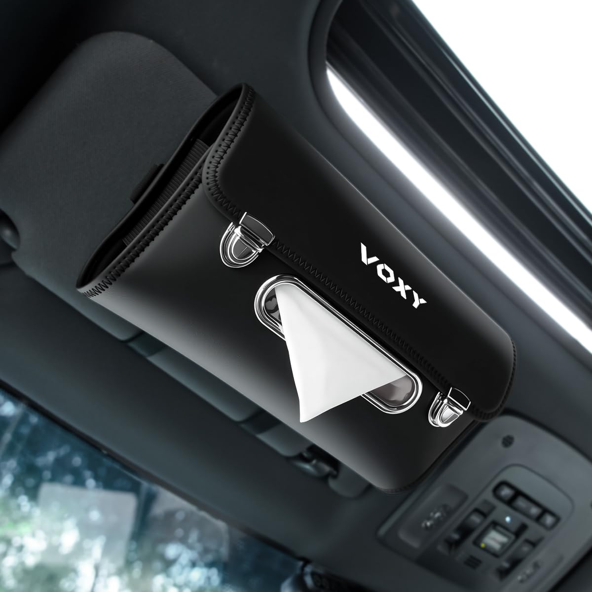 ヴォクシー 専用 車 ティッシュケース ティッシュホルダー VOXY ヴォクシー 80系 90系 アクセサリー 内装パーツ ティッシュカバー おしゃれ ヘッドレストの裏では/手すり/サンバイザー取付 カー用品 便利グッズ 車内 1個入り ブラック