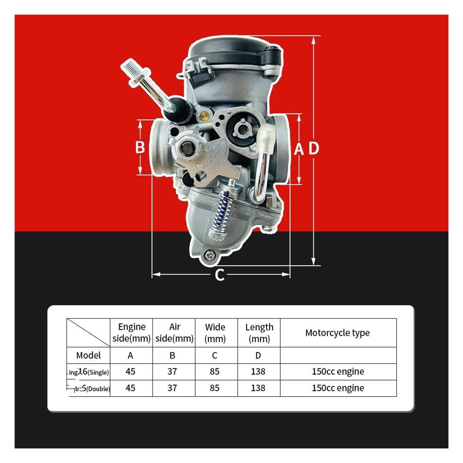 Carburador Carb Para Fz16 Para Byson Para Fazer Para Fzs Para Bajaj Para Tvs Cable Acelerador Único Doble Carburador Motocicleta(For FZ16 Dual)