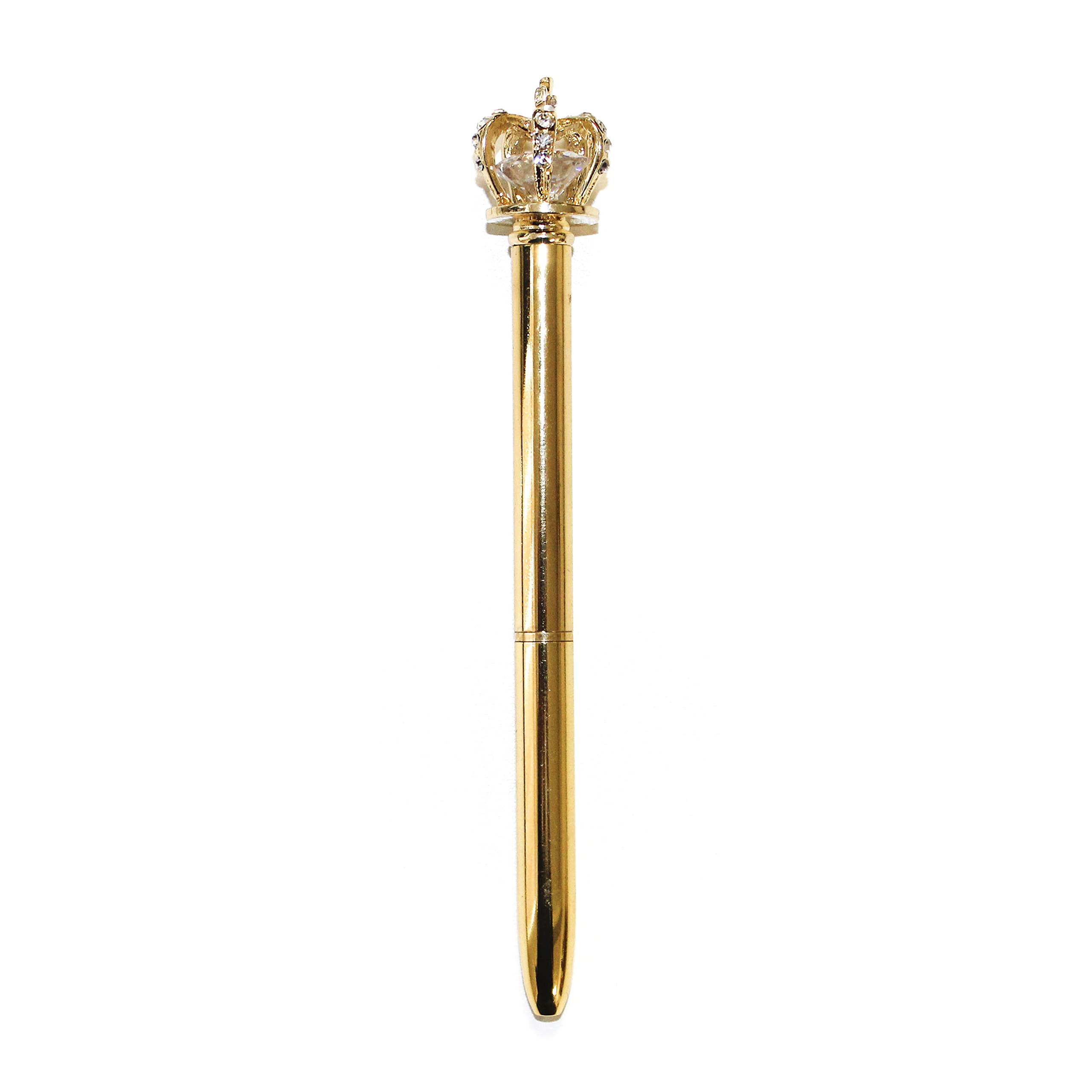 Crown Pen Retractable (Gold, Silver or Rose Gold) Black Ink Royal Collection (Gold)
