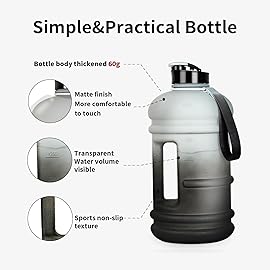 TOOFEEL 2 Liter Water Bottles - Half Gallon Water Bottle BPA Free - Ideal for Gym, Big Water Jug, Reusable Sports Bottle with Measurements Marked Drink Container - 2.2L 74oz White Black Water Jugs
