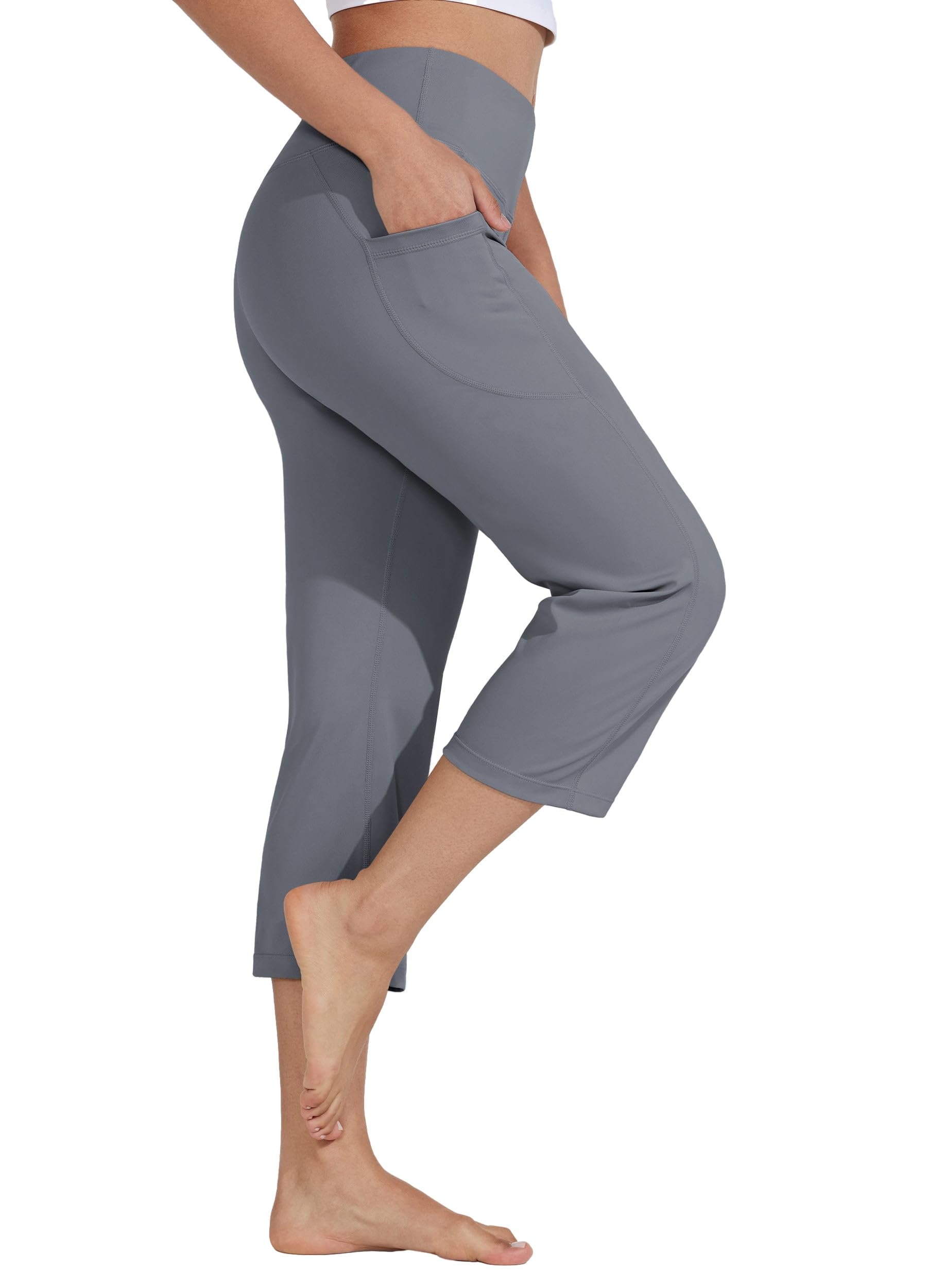 WILLIT Damskie spodnie do jogi Capris spodnie sportowe, wysoka talia, legginsy do jogi, proste nogawki, spodnie rekreacyjne, do uprawiania sportu, do treningu, joggingu, 21"