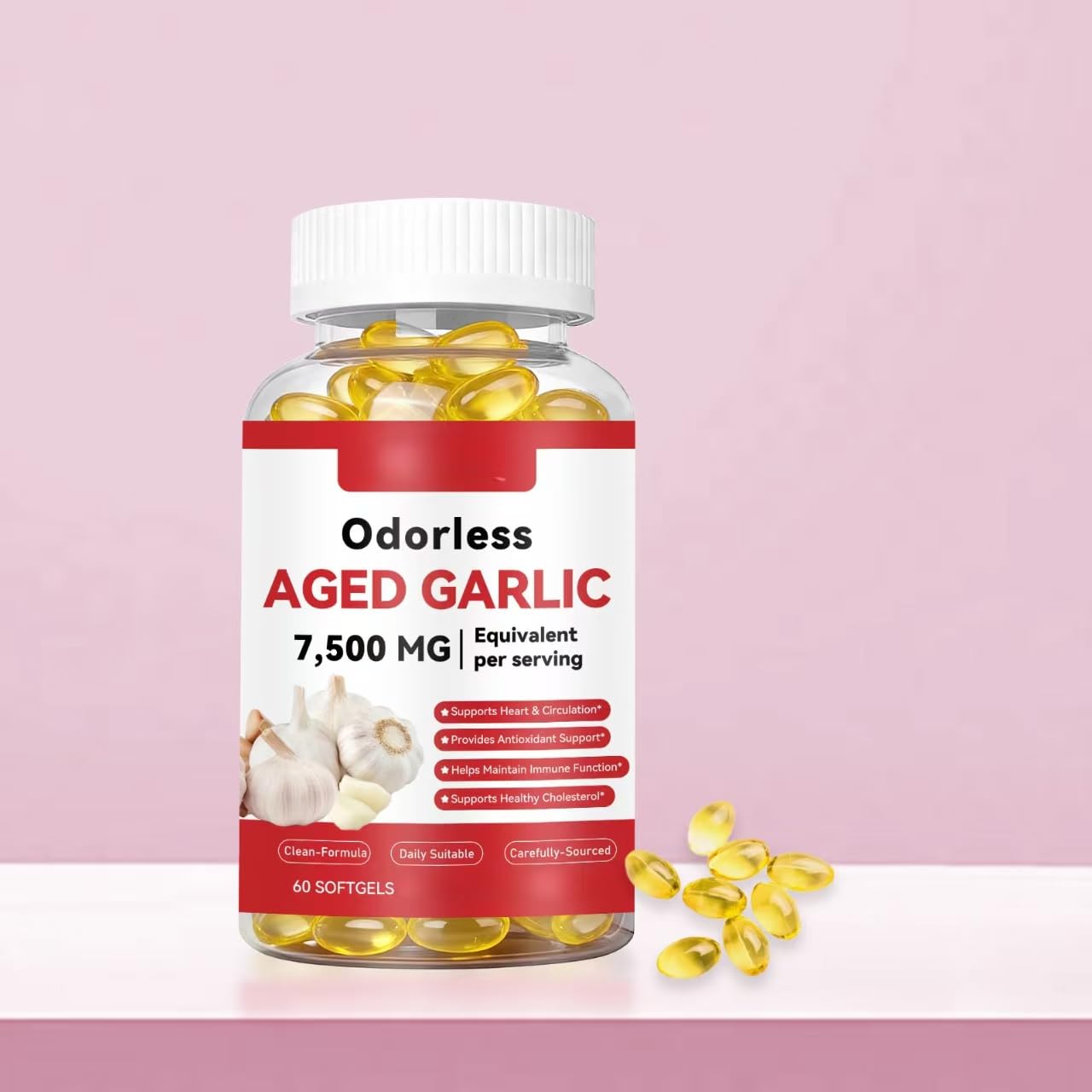 Aglio invecchiato 7500 mg, circolazione e supporto cardiaco, 60 conteggi | 2 anni di età. Formula inodore. Supporta l’equilibrio circolatorio e metabolico quotidiano