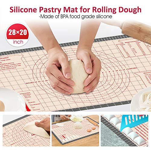 Pastry Baking Mat 28X20 Inch - Larger Silicone Baking Pastry Mat For Rolling Dough,Non Silp Silicon Dough Sheet Mat With Measurement,Perfect For Making Pie,Pizza #TOP1