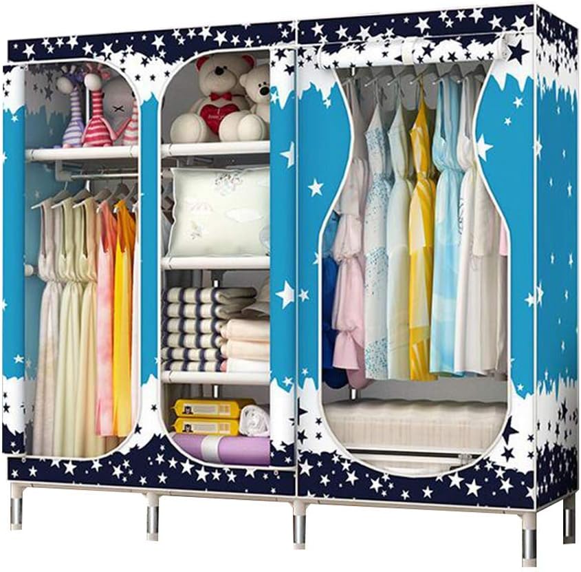 Cloth Wardrobe Clothes Closet, Portable Closet Wardrobe Storage Closet Standing Closet Fabric Cabinet Portable Wardrobe,B_145X45X168CM