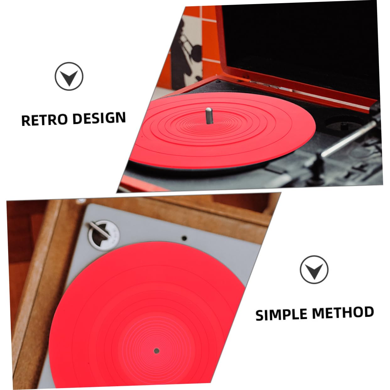 Tappetino Rosso Silicone in Antistatico 2 per Dischi per Giradischi Pezzi Protezione Delicata Accessorio Vinile per Uso Domestico