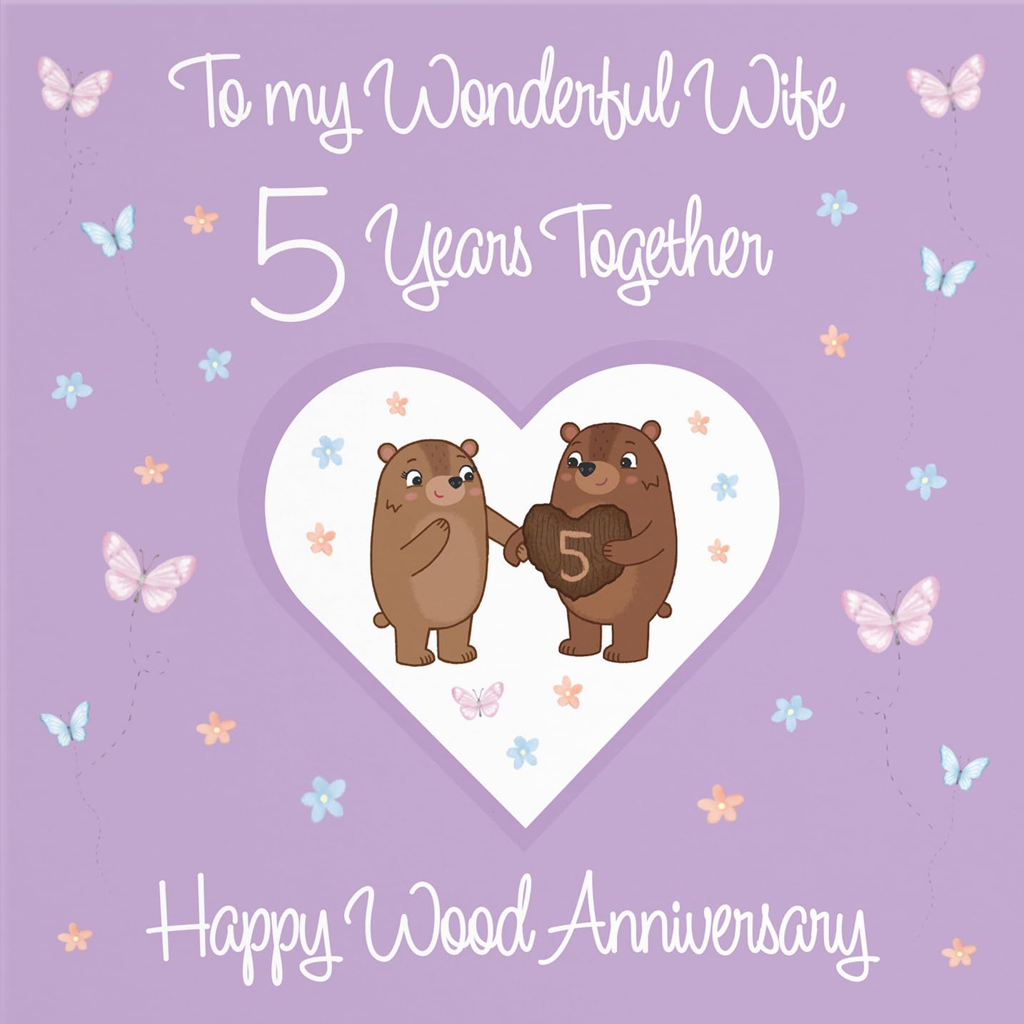Hunts England - Wife 5th Anniversary Card - 5 Years - Wood Anniversary - Romantic Meadows - Fun Card - Fifth Anniversary Card For Wife - Image 2