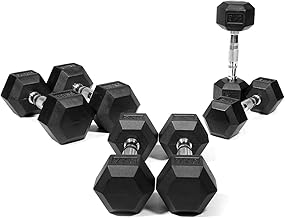 Body Maxx 50Kg Hex Dumbbells Combo. 2.5 Kg + 5 Kg + 7.5 Kg + 10 Kg X 1 Pair Each!! Hex Dumbbells Rubber Coated Combo For Home Use And Gym Use,Black