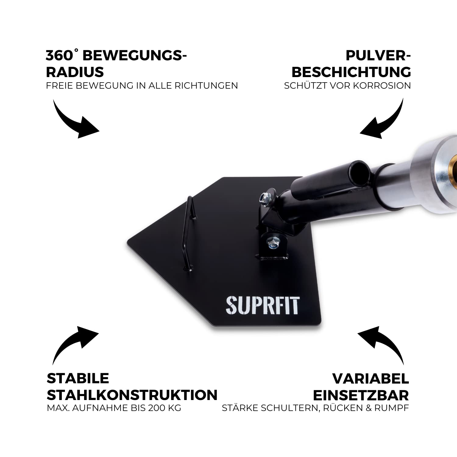 Suprfit Landmine Fitness Hantelhalterung – 360° Bewegungsradius, Für T-Bar Rows & Core Training – Passt Für 25/50 Mm Stangen – Pulverbeschichtet & Kratzfest