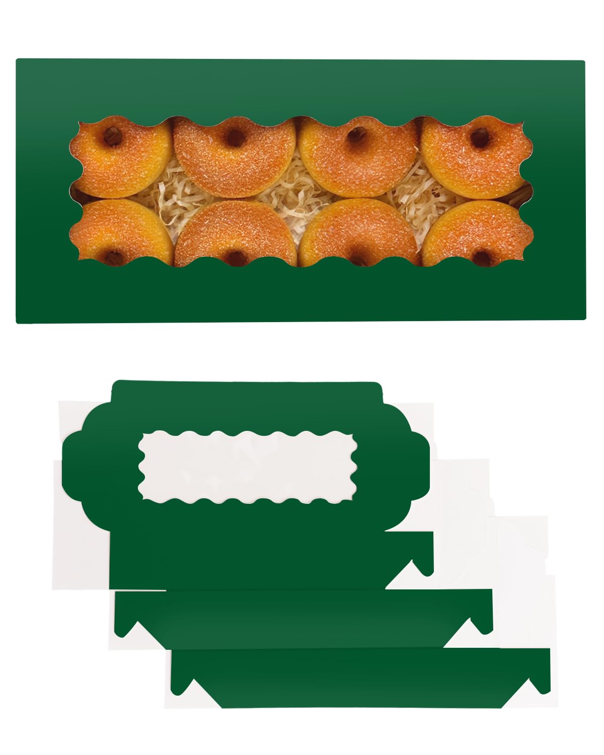 Gcardist 15 Packs Deep Green Cookie Box with Window 30.5x14x6.4cm Two Uses Pastry Biscuit Bakery Box For Packaging (12x5.5x2.5 inch) - Image 2