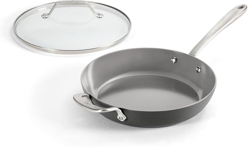 HA1 Ceramic Nonstick 10.5" Fry Pan with Lid, Induction Ready | Versatile frying pan with glass lid, Scratch-Resistant Exterior, Easy Organized Stacking, Oven Safe up to 450°
