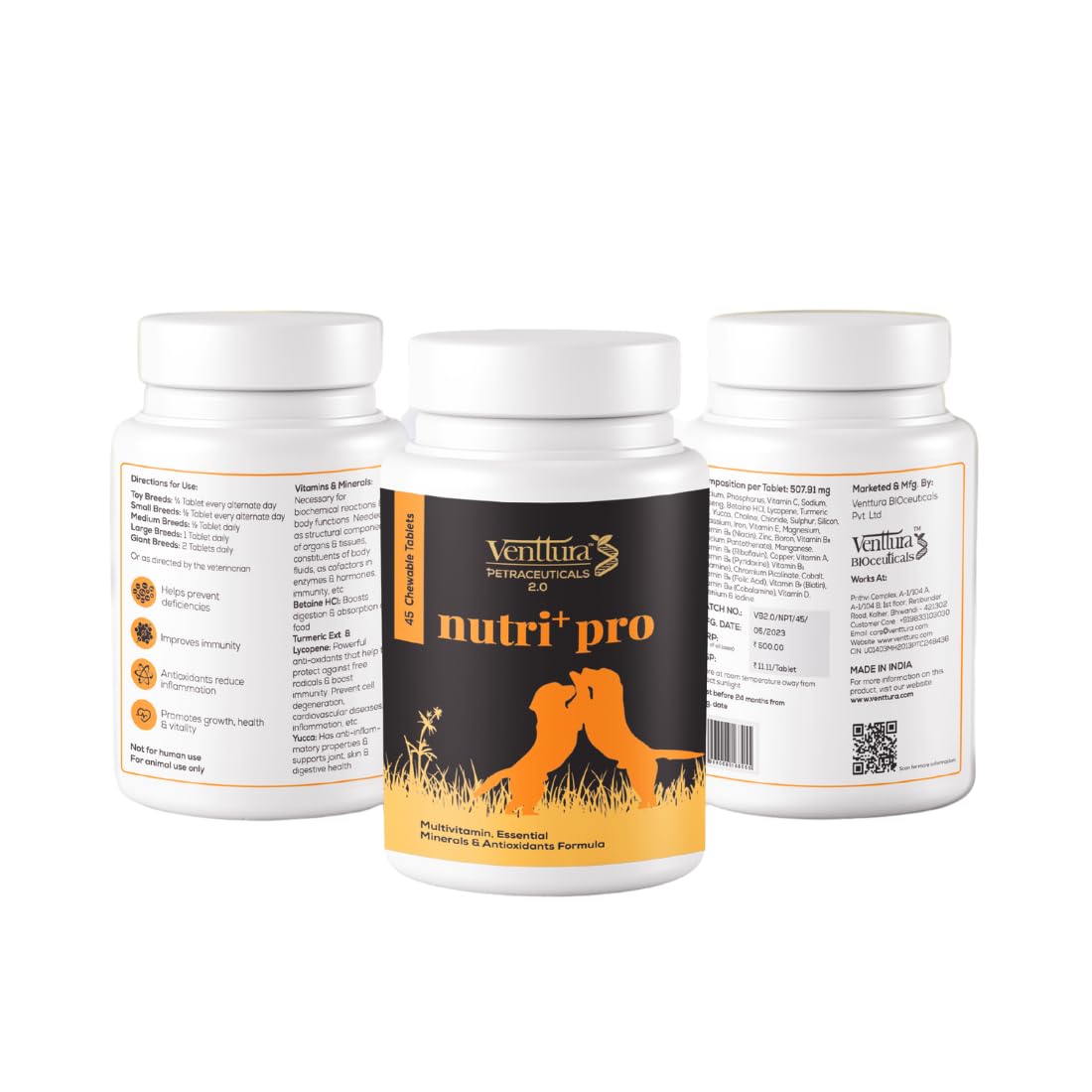 Venttura Nutri+ Pro Chewable Multi-Vitamin Tablets for Dogs |Essential Minerals & Antioxidants Formula for Better Growth & Vitality | for All Life Stages | (45 Chewable Tablets) | (B0CSJQDFB5) Amazon Price History, Amazon Price Tracker