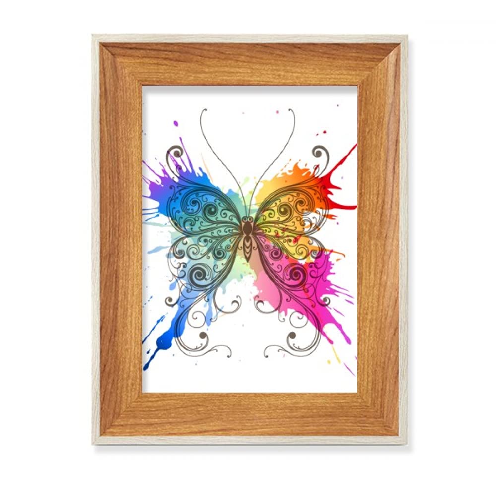 Cadre photo en bois art de l'encre style papillon élégant pour bureau