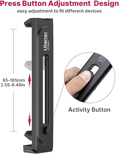 Miniatura 10 de ULANZI ST-29 Soporte para trípode de teléfono, adaptador universal 2 en 1 para tablet con soporte de zapata fría, abrazadera de clip extensible de