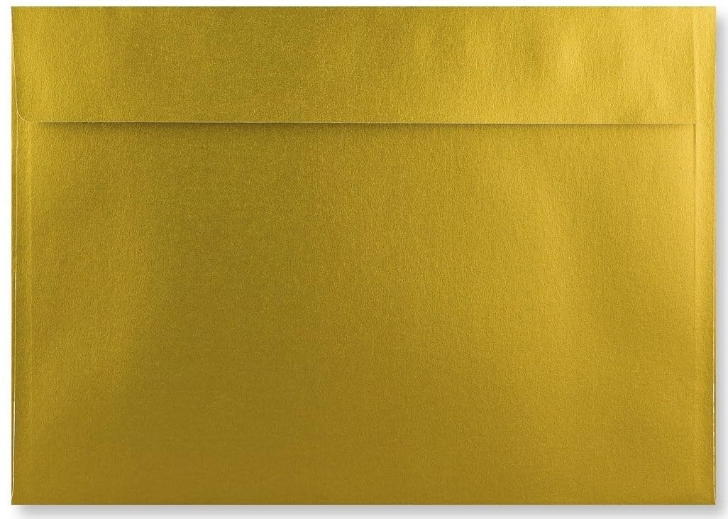 C4 Coloured Envelopes Perfect for A4 Christmas Cards Greeting Cards Invitations Office Use Peel & Seal Mailing Envelopes 324mm x 229mm Pack of 20 (Metallic Gold)
