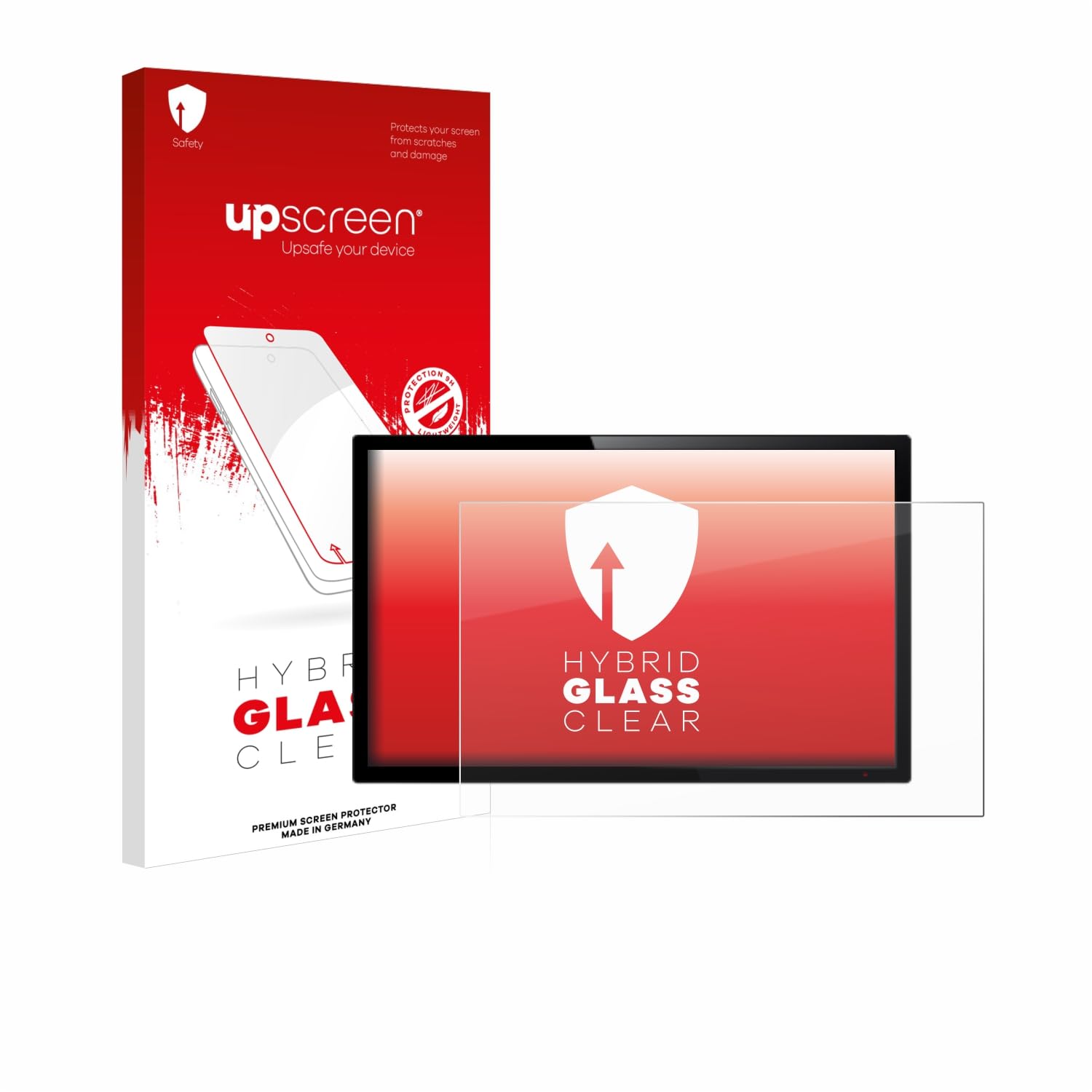 upscreen 21.5" Schutzglas für Touch-Panel PCs mit 21,5 Zoll (54.6 cm) [477 x 268 mm, 16:9] - Schutzfolie, Glas-Folie [Klar, Panzerschutz]